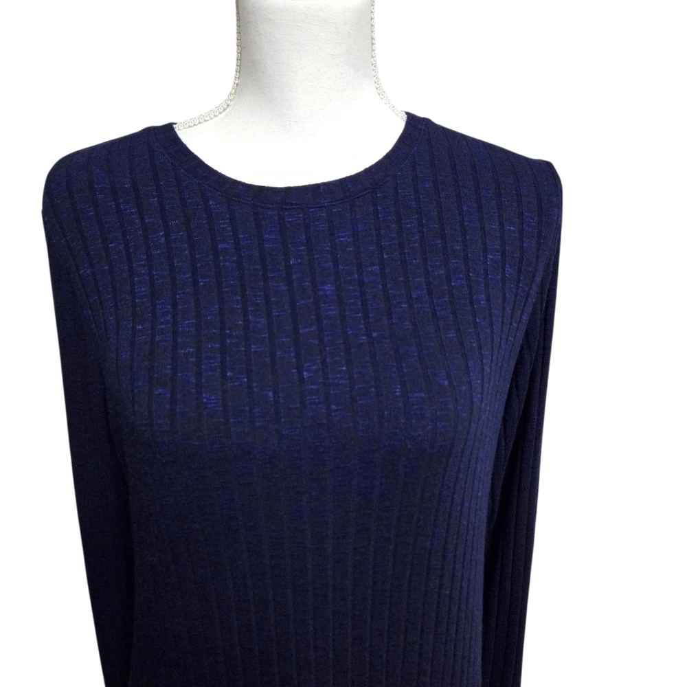 Michael Stars Dress Ivy Ribbed Crewneck Midi Dress Moziac Blue Medium - Picture 6 of 10